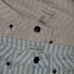 Forever 21 Pale Striped Skinny Jeans, Set of 2